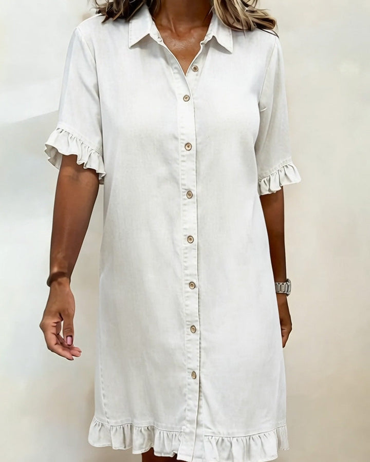 Maria | Comfortable Denim Dress with Flattering Pleats