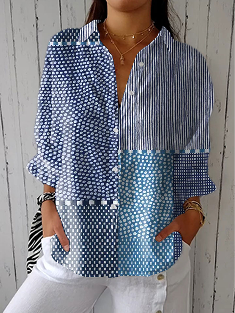 Leona | Ocean Patchwork Blouse