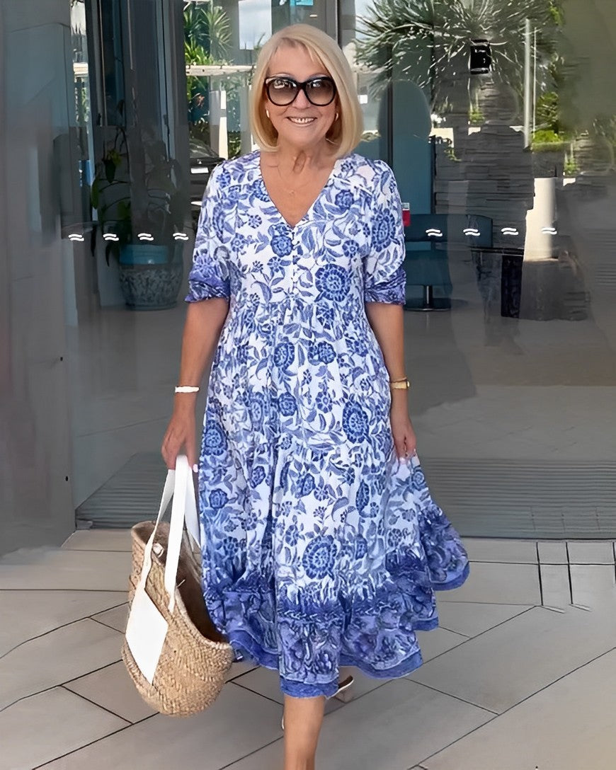 Mia | Graceful V-Neck Floral Dress