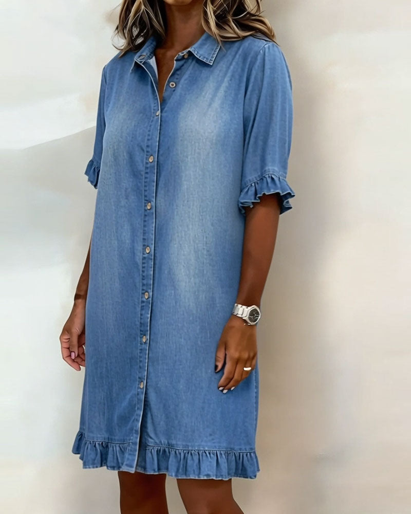 Maria | Comfortable Denim Dress with Flattering Pleats