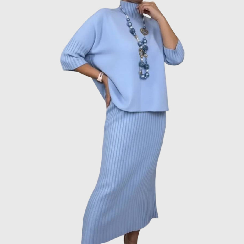 Debora | Ribbed Midi Skirt Knit Set