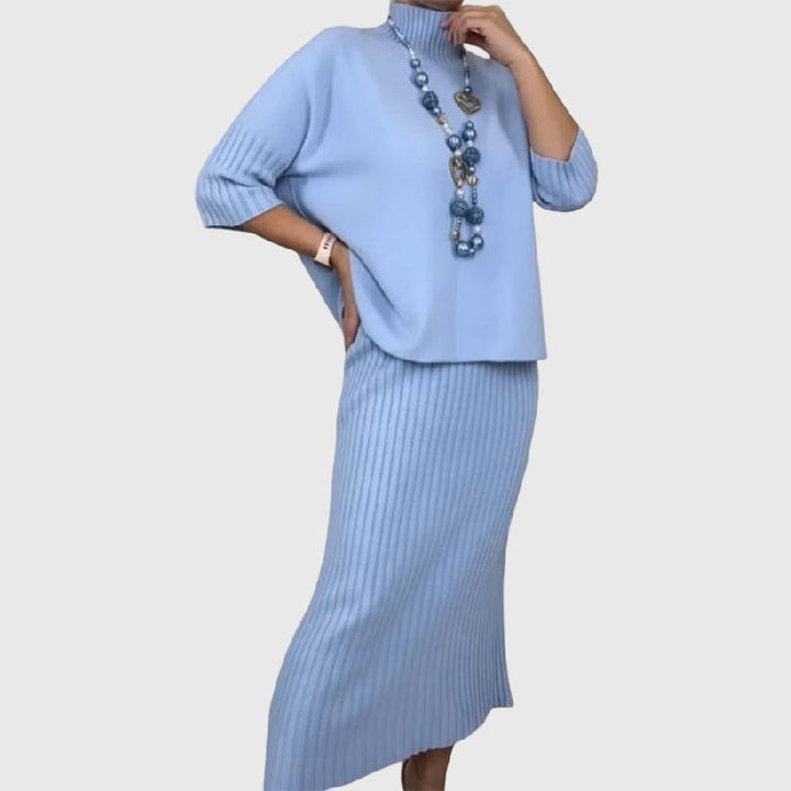 Debora | Ribbed Midi Skirt Knit Set