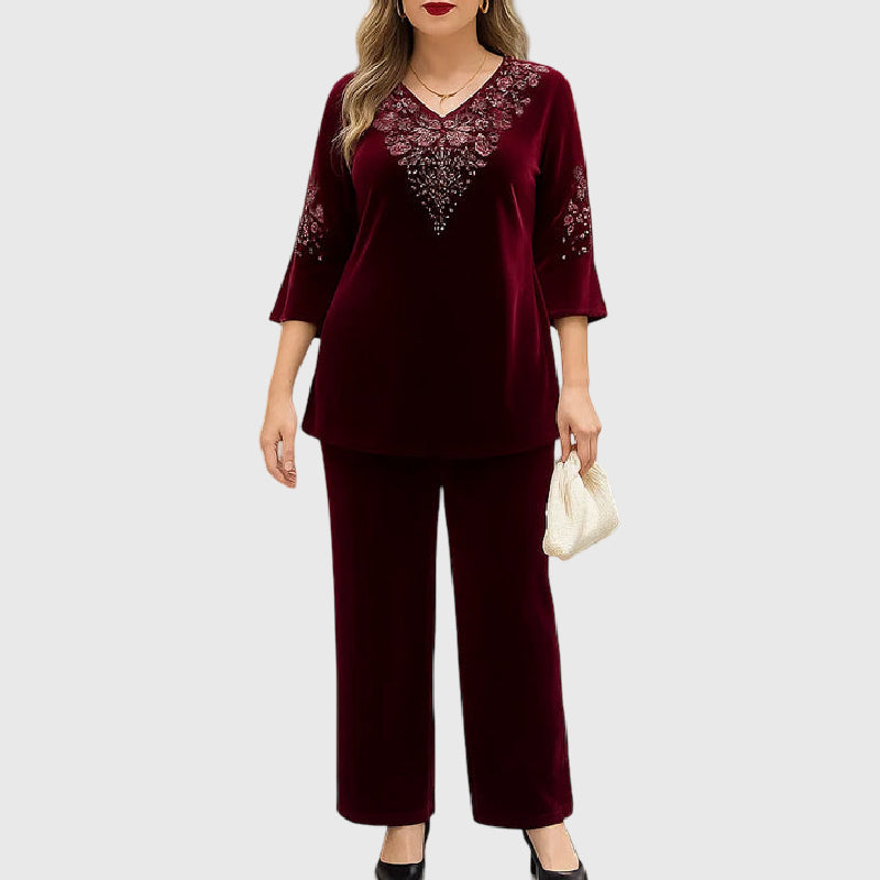 Elvire - Chic Velvet Two-Piece Ensemble
