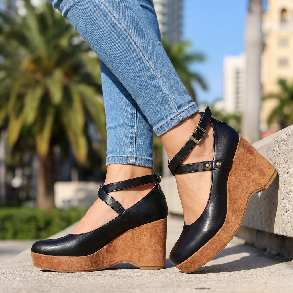 Anna | Cross-Strap Wedges