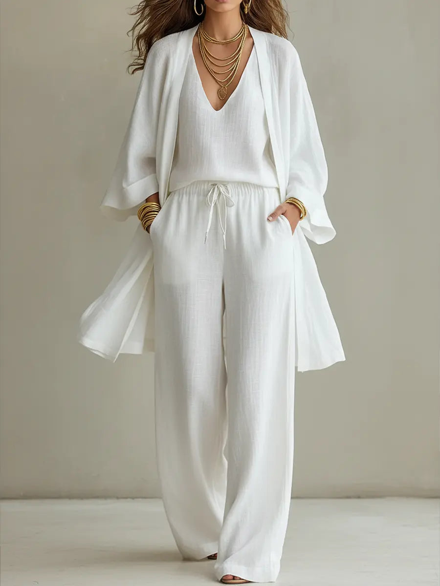 Isabelle | 3-piece linen casual homewear set