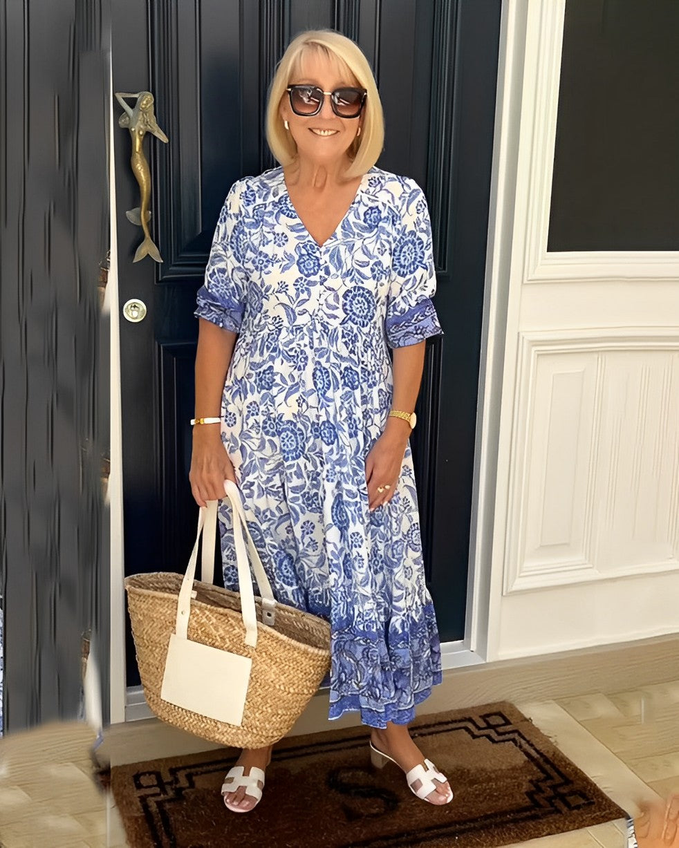 Mia | Graceful V-Neck Floral Dress
