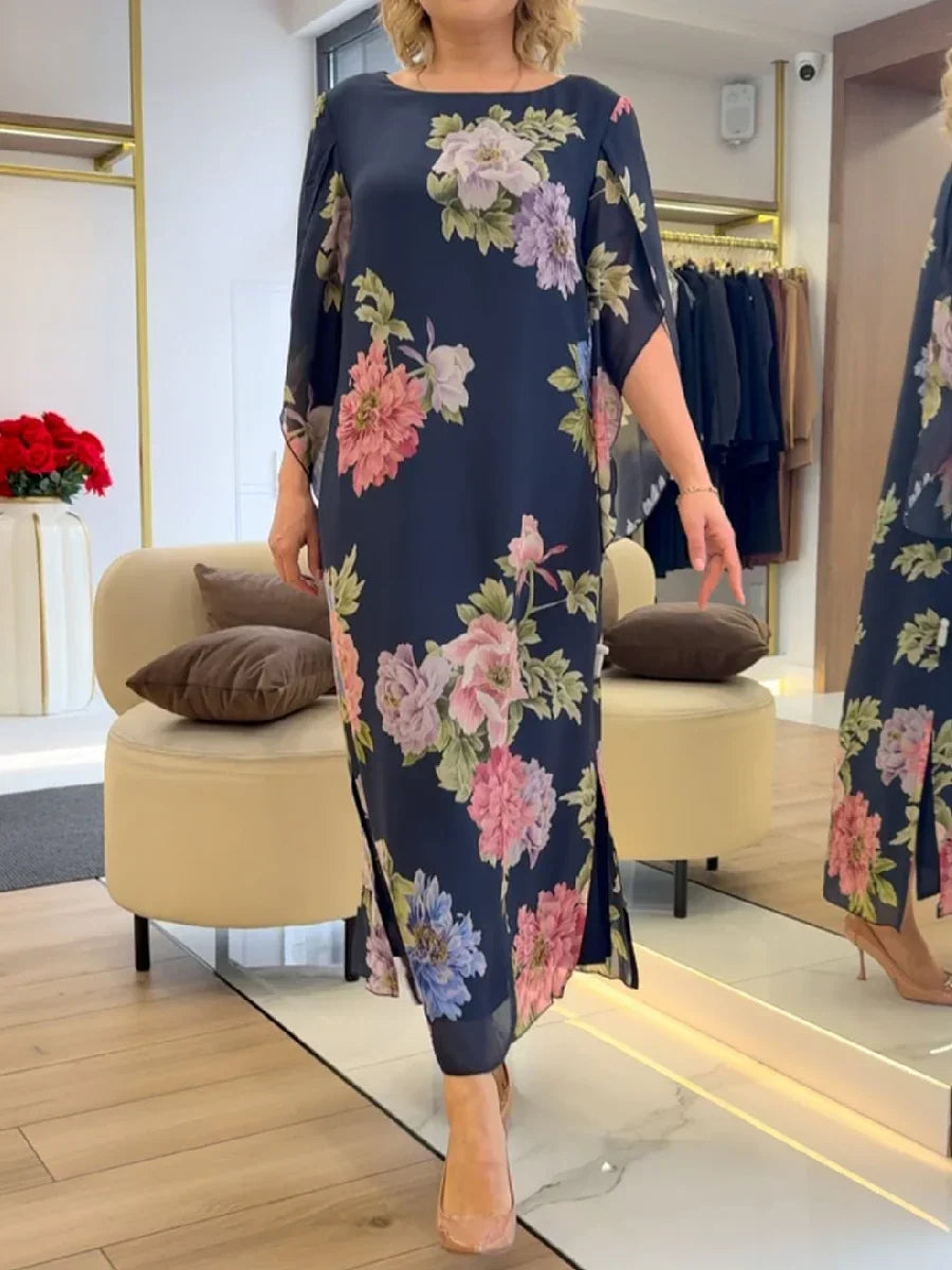 Cynthia | Floral Print Chiffon Maxi Dress