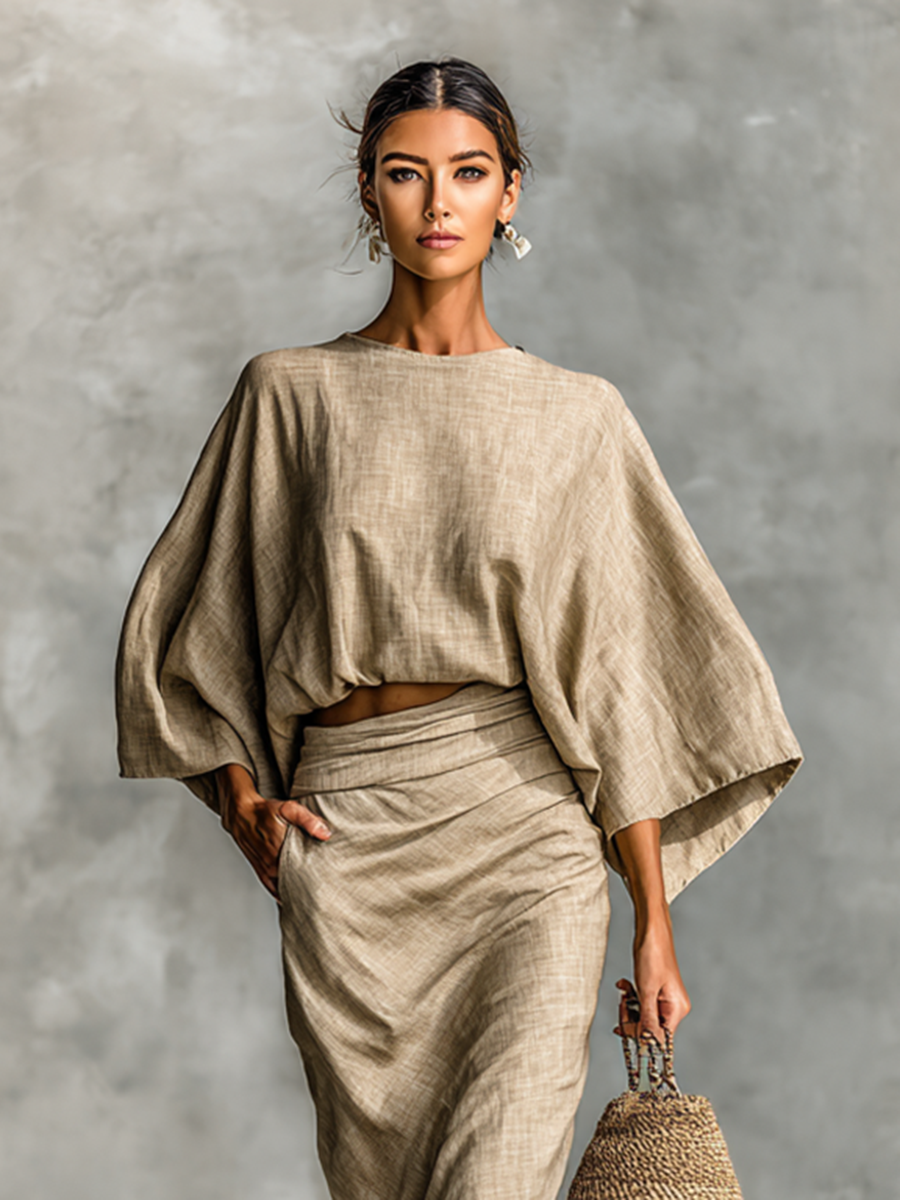 Elene | Soft Batwing Top and Maxi Skirt Two-Piece Set