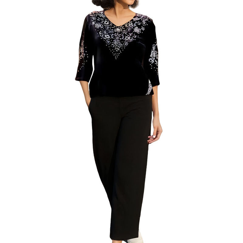 Elvire - Chic Velvet Two-Piece Ensemble
