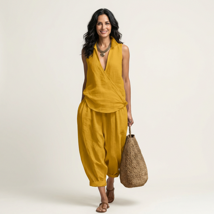 Twiila | Wrap-Top &amp; Wide-Leg Set