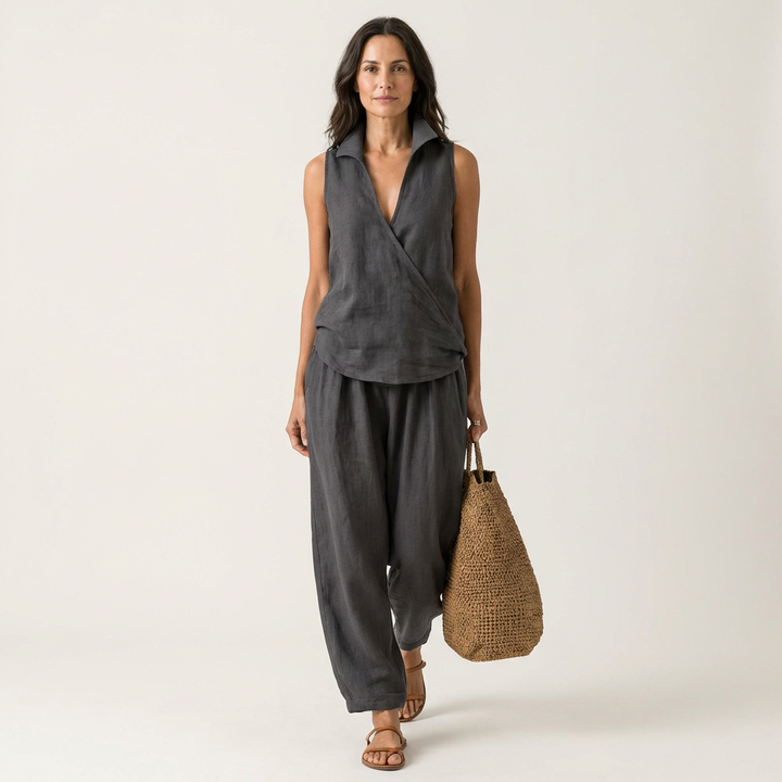 Twiila | Wrap-Top &amp; Wide-Leg Set