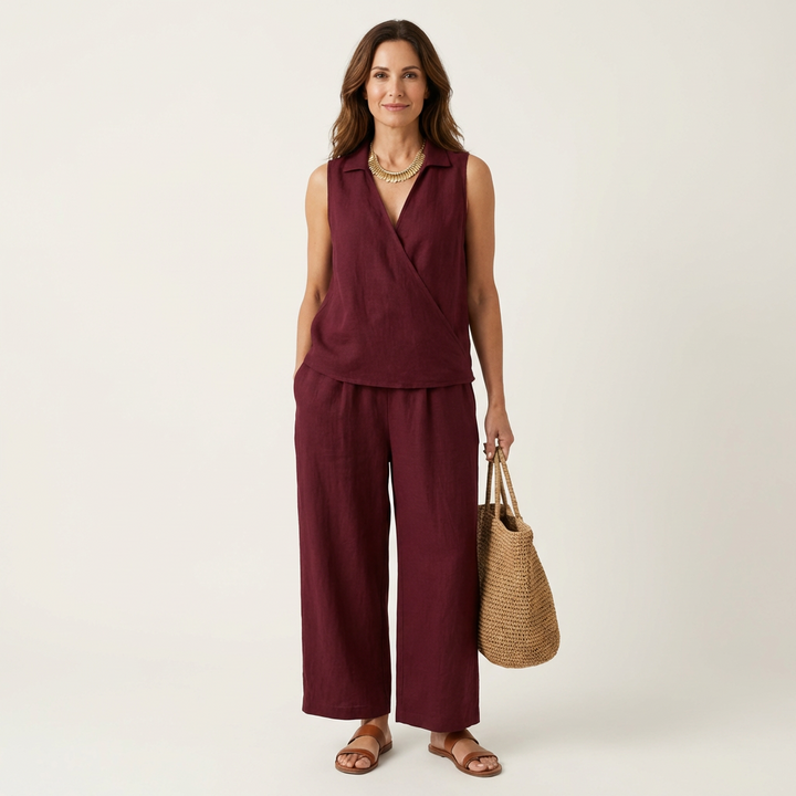 Twiila | Wrap-Top &amp; Wide-Leg Set