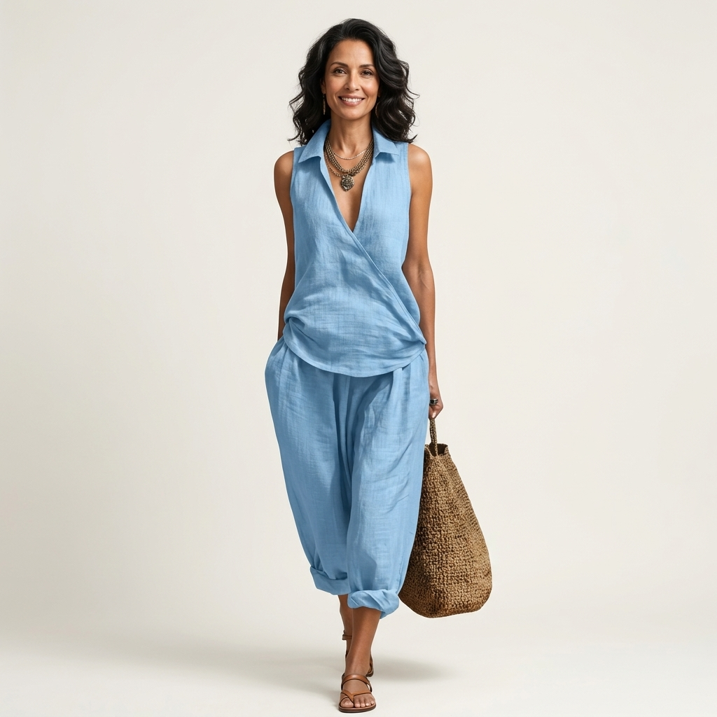 Twiila | Wrap-Top &amp; Wide-Leg Set