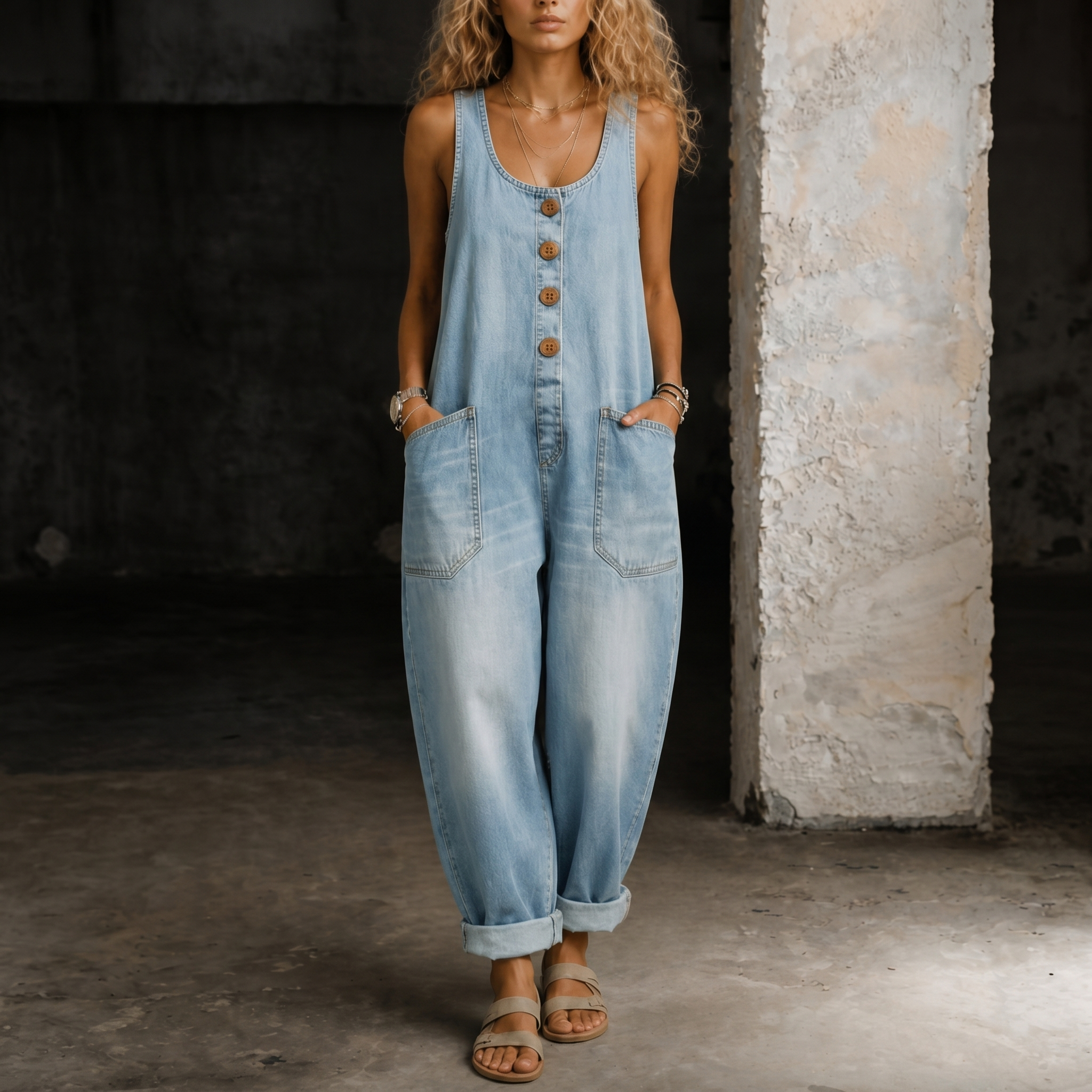Moxelle | Denim Overall Jumpsuit