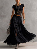 Maya | Lace-Paneled Top & Pleated Chiffon Maxi Skirt