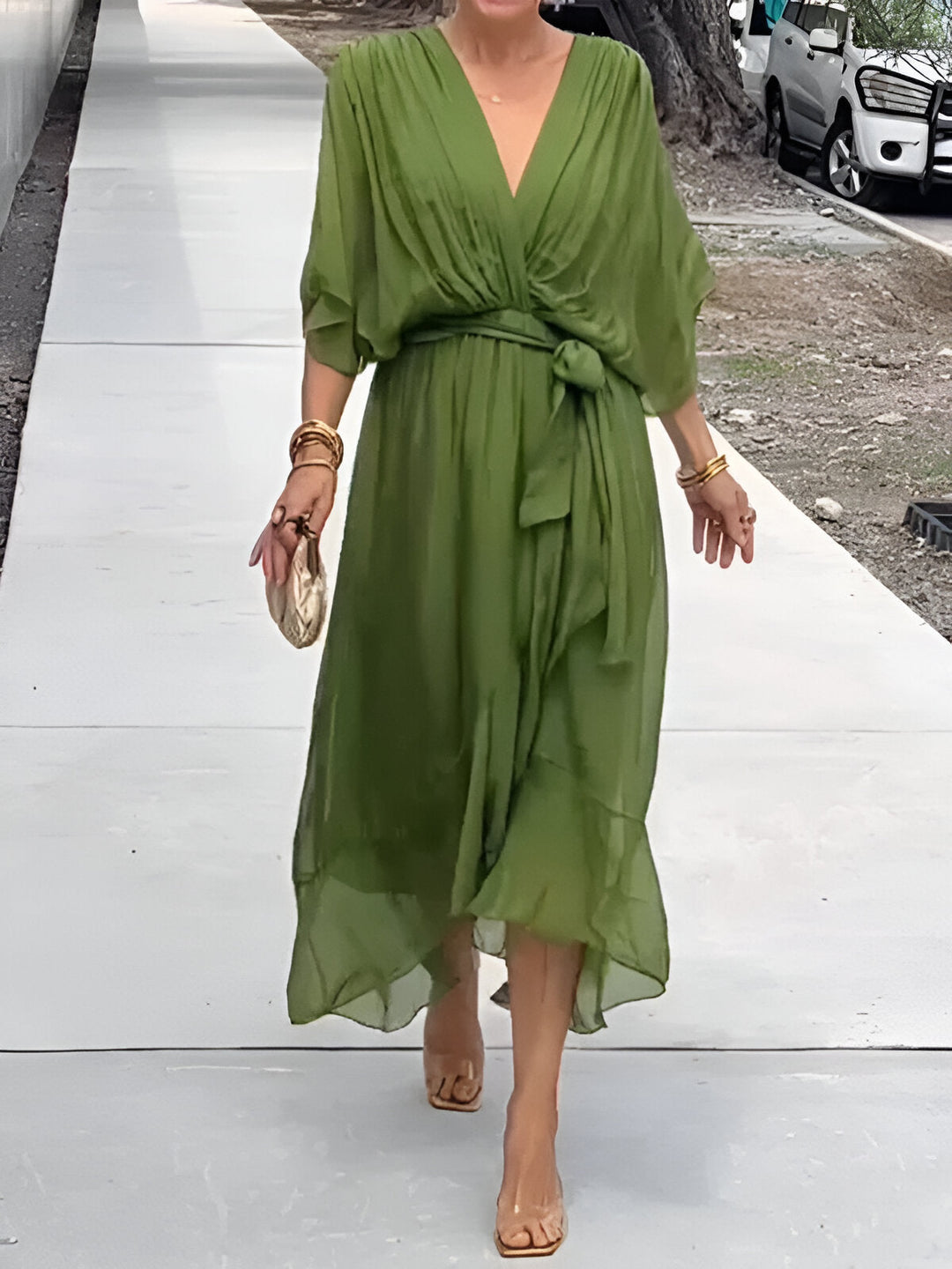 Elise™ | Grace Tie-Waist Midi Dress