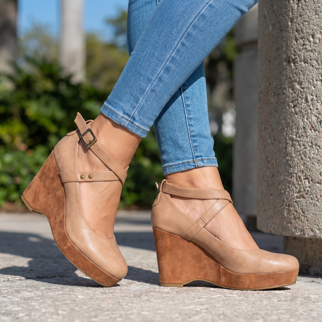 Anna | Cross-Strap Wedges
