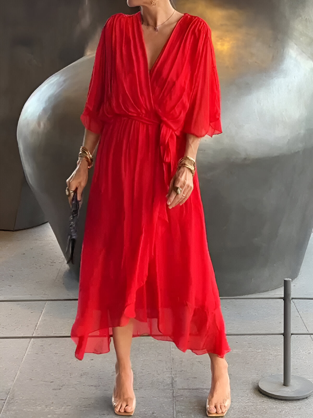 Elise™ | Grace Tie-Waist Midi Dress