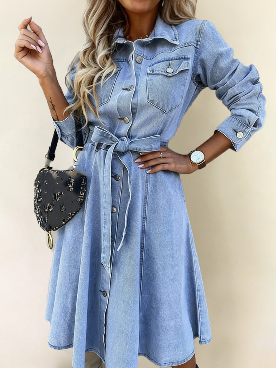 Luna | Long Sleeve Denim Dress
