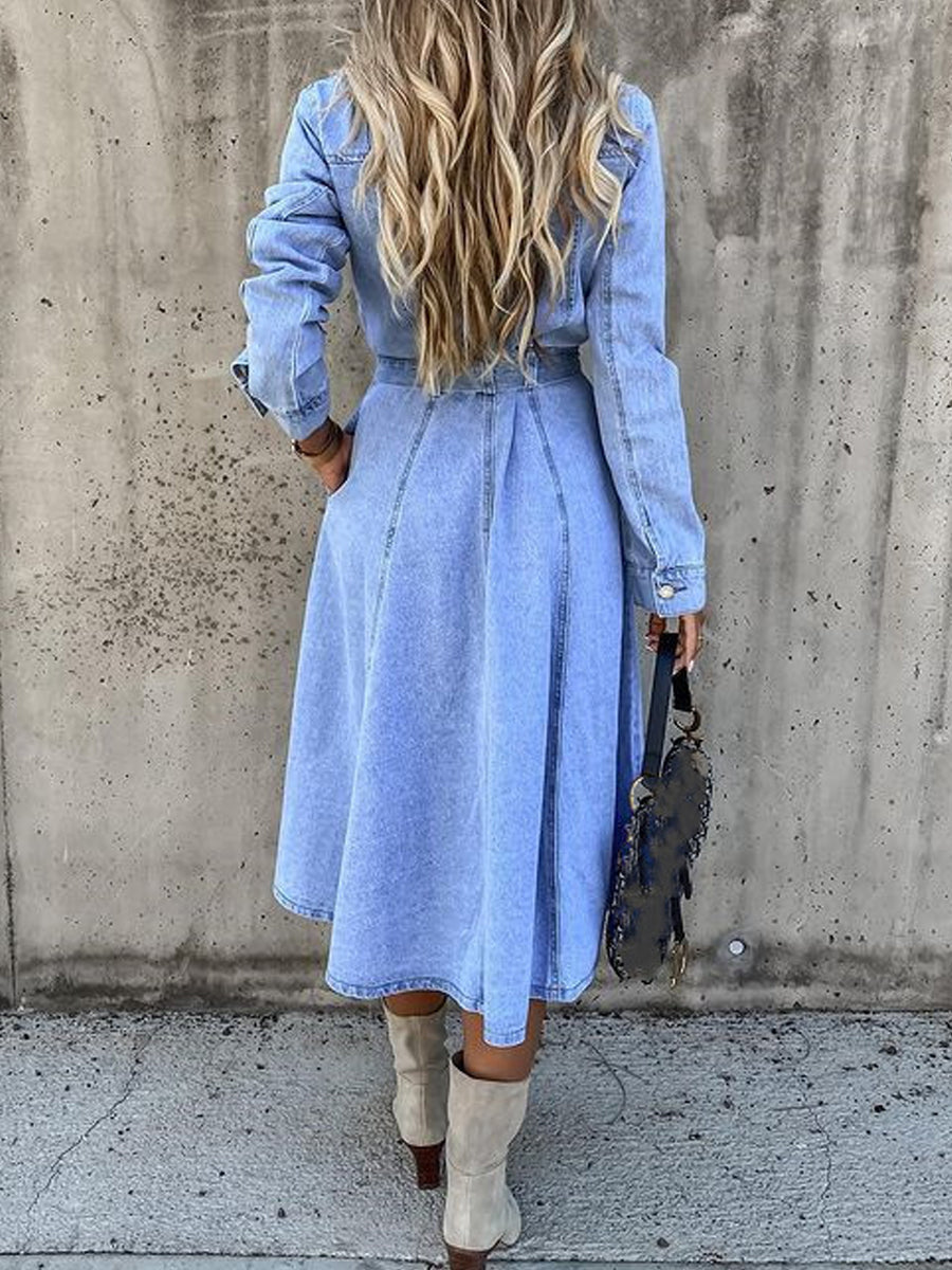Luna | Long Sleeve Denim Dress