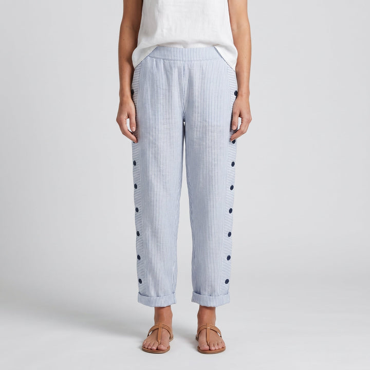 Tess | Striped Panel Button Trousers