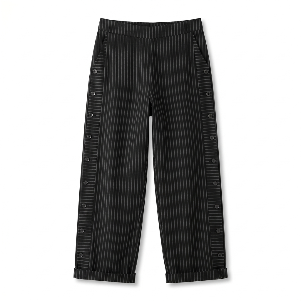 Tess | Striped Panel Button Trousers
