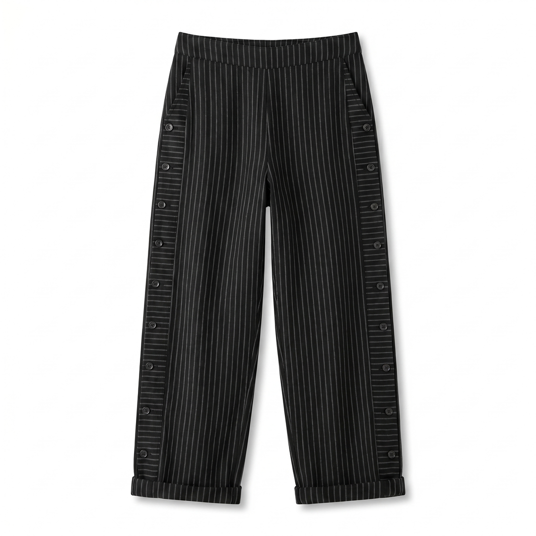 Tess | Striped Panel Button Trousers