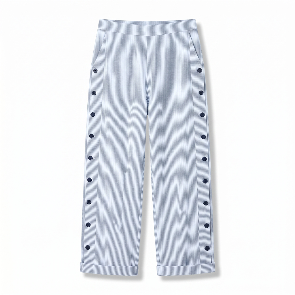 Tess | Striped Panel Button Trousers