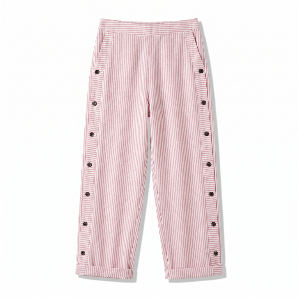 Tess | Striped Panel Button Trousers