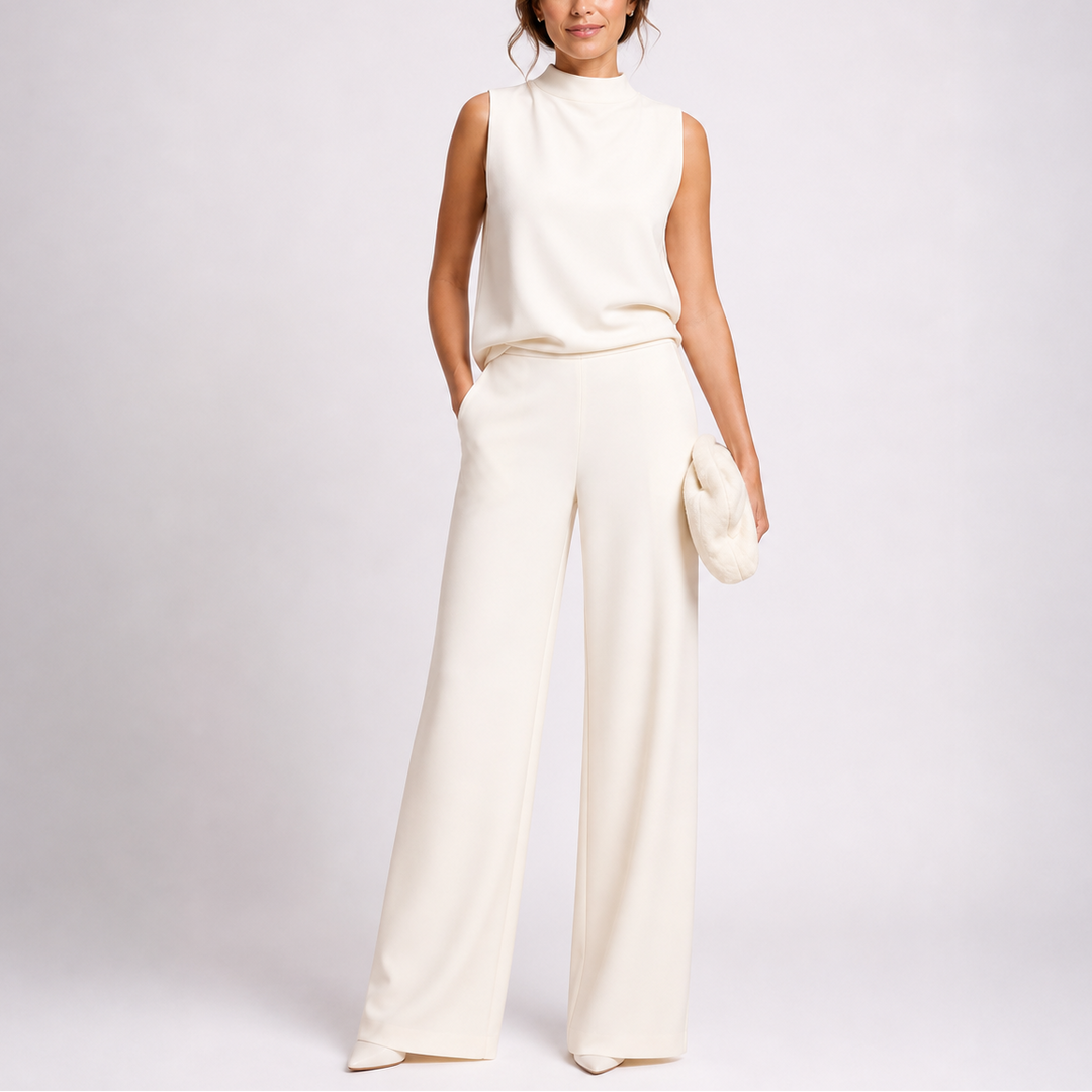 Anna Jumpsuit with Sleeveless Upper and Wide-Leg Design